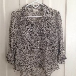 Black and white leopard print blouse